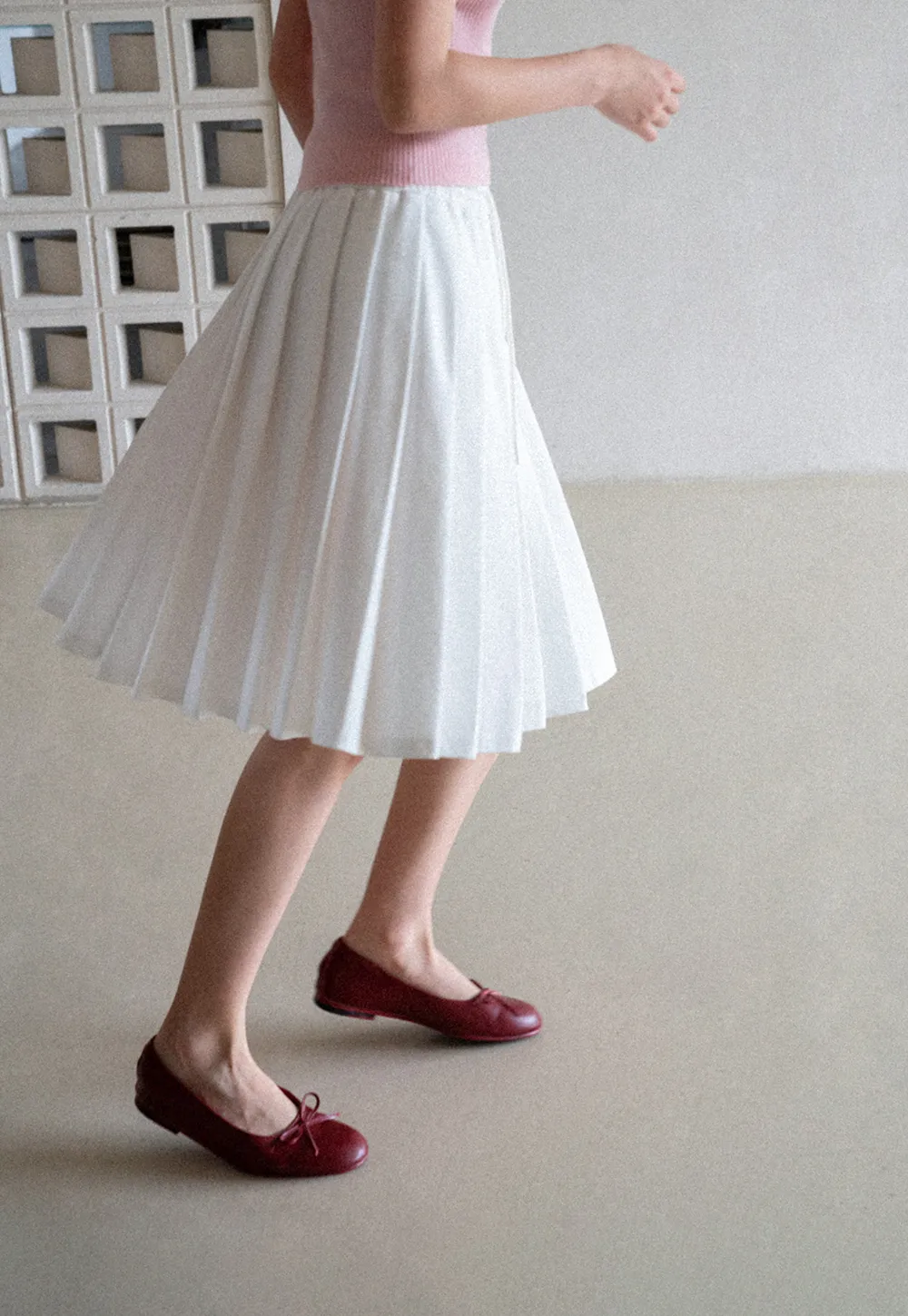 Pleated A-Line Midi Skirt