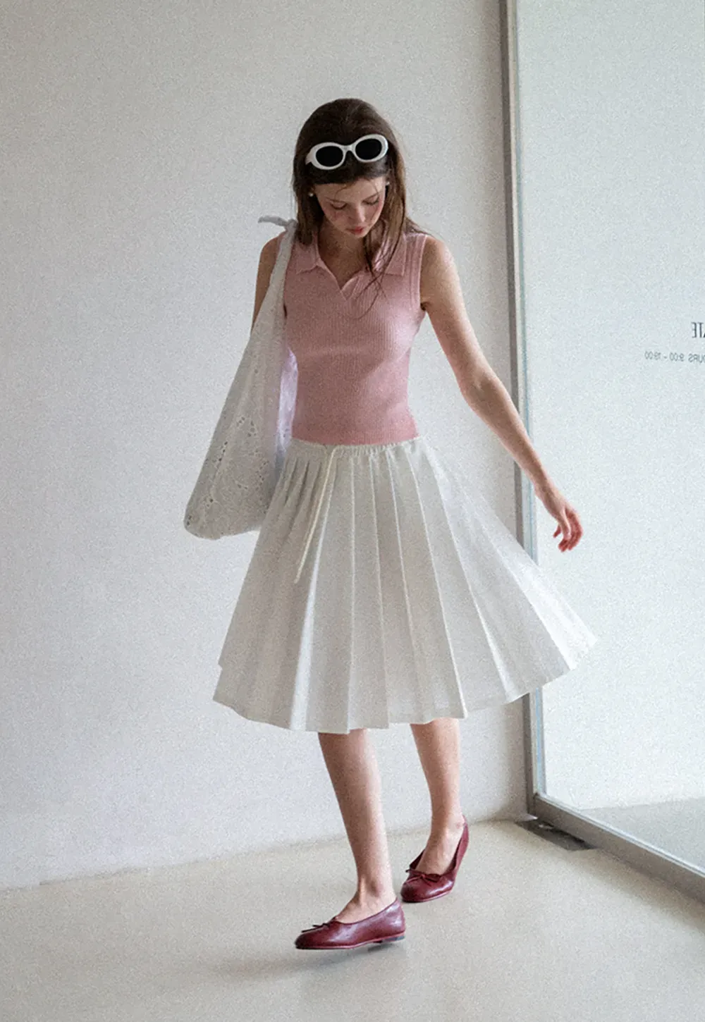Pleated A-Line Midi Skirt