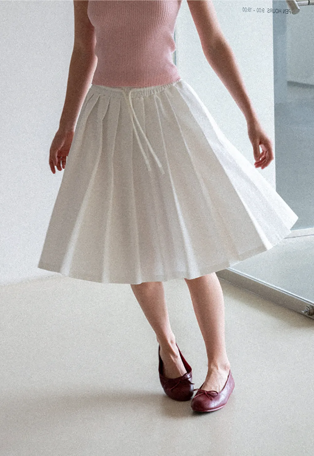 Pleated A-Line Midi Skirt