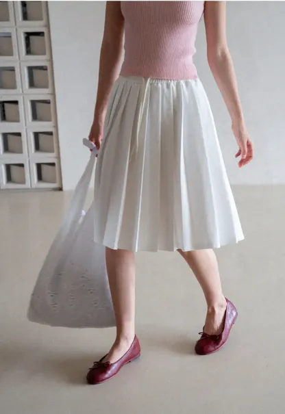 Pleated A-Line Midi Skirt