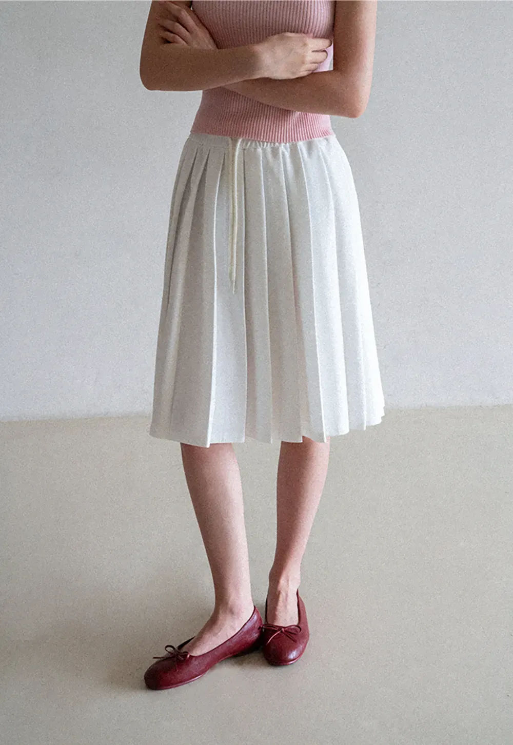 Pleated A-Line Midi Skirt