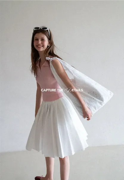 Pleated A-Line Midi Skirt