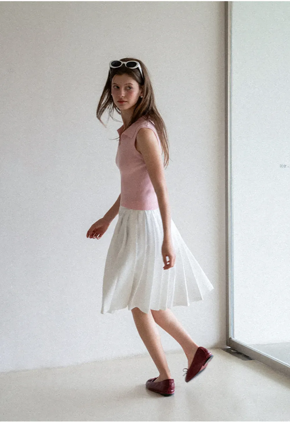 Pleated A-Line Midi Skirt