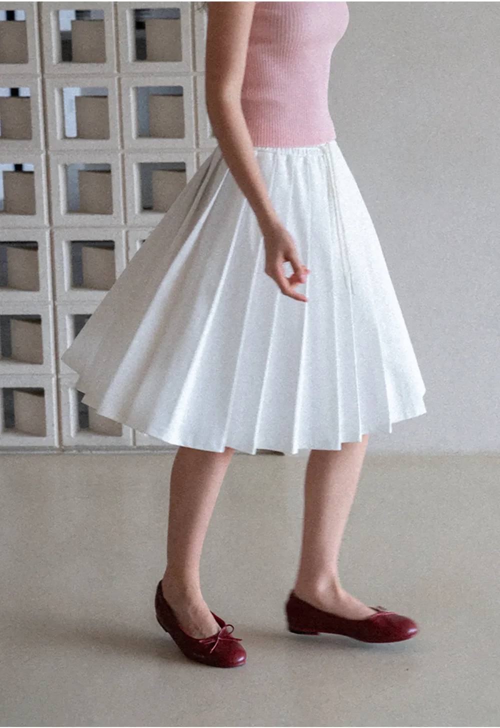 Pleated A-Line Midi Skirt