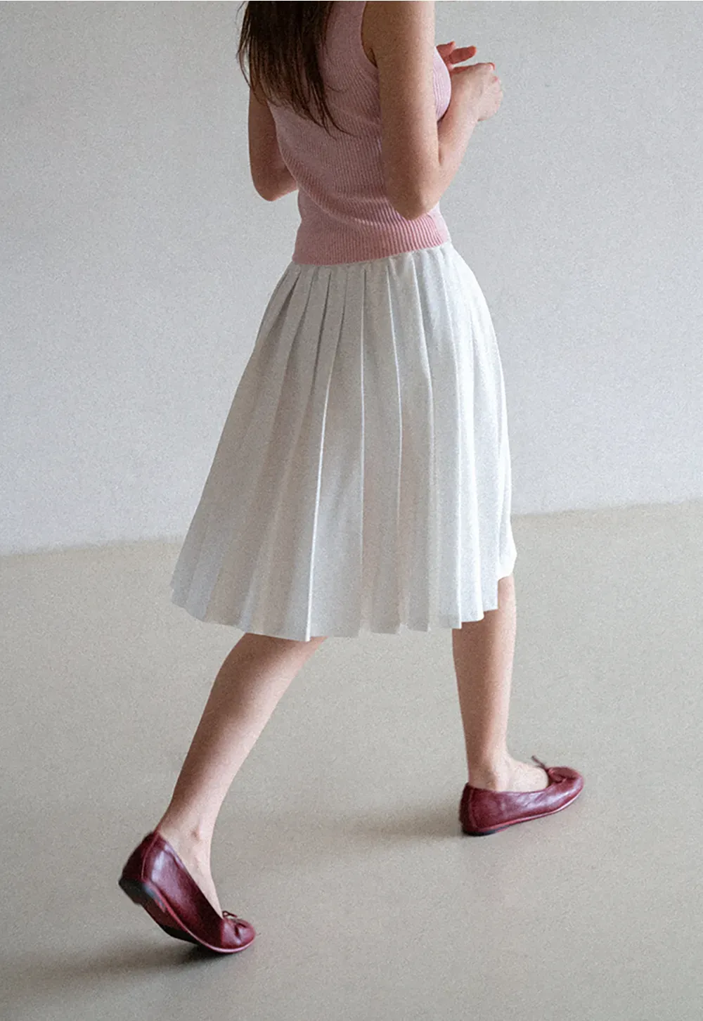 Pleated A-Line Midi Skirt