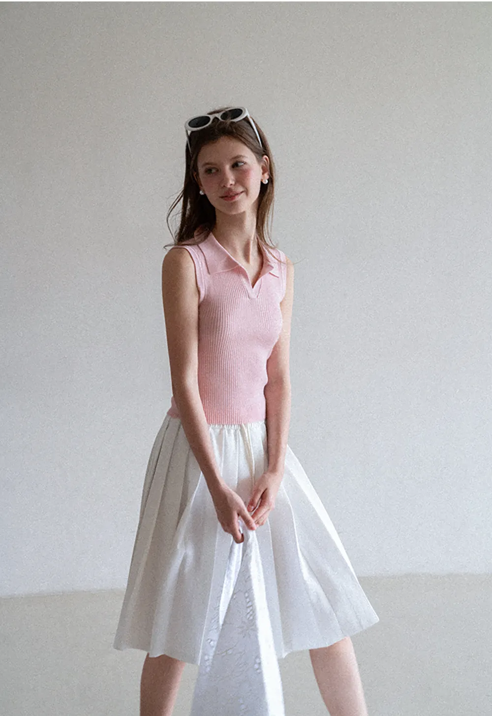 Pleated A-Line Midi Skirt