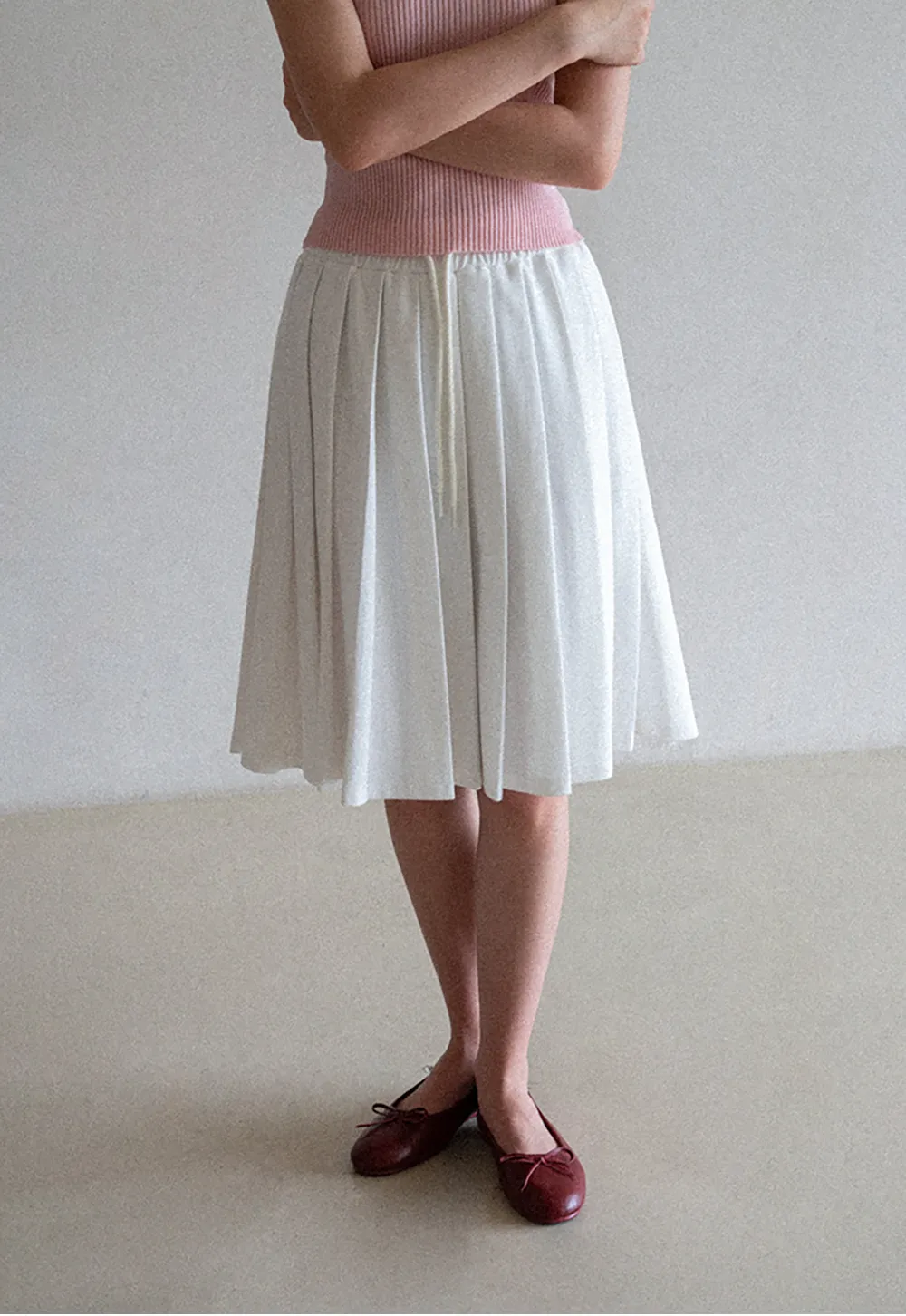 Pleated A-Line Midi Skirt
