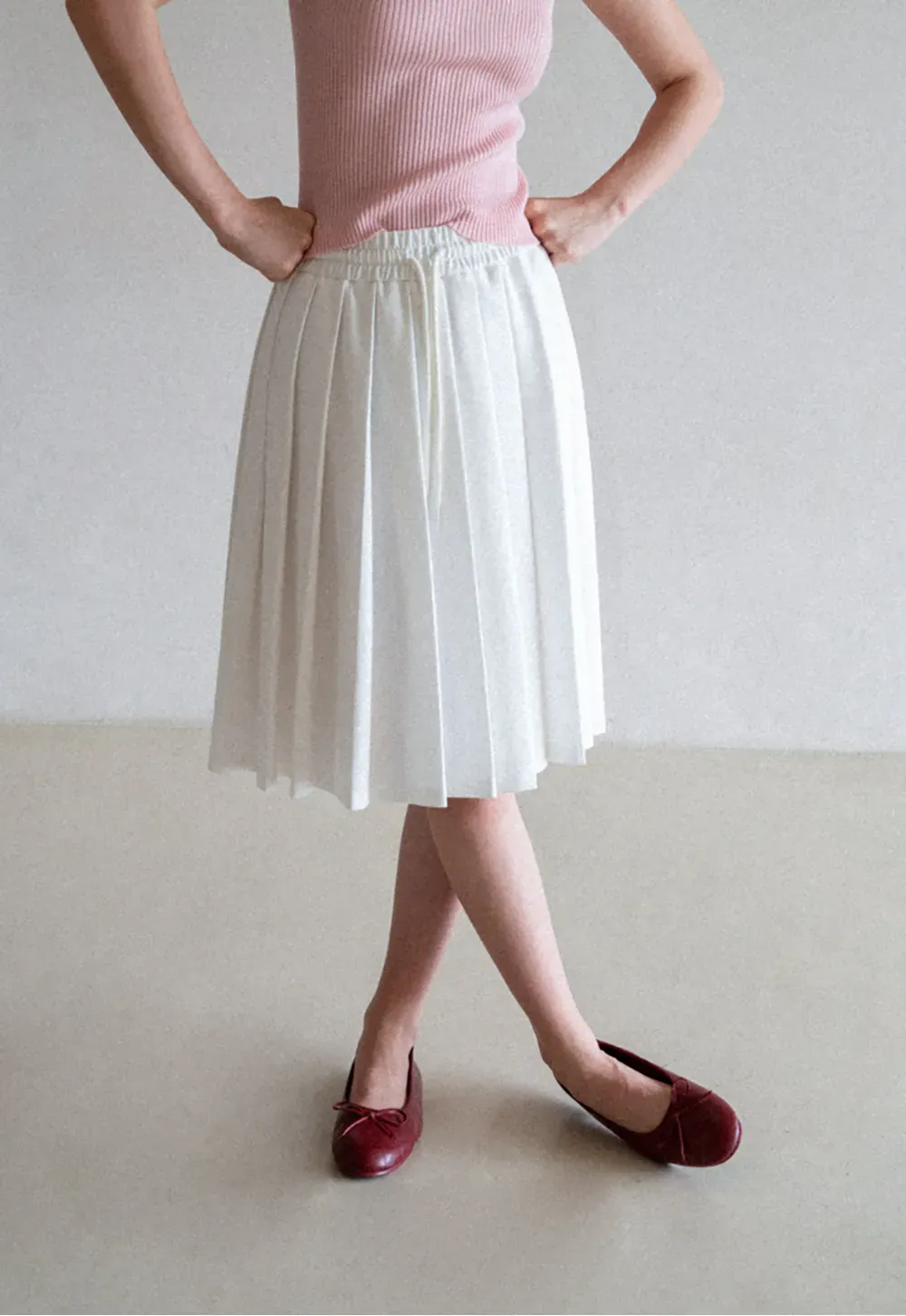 Pleated A-Line Midi Skirt