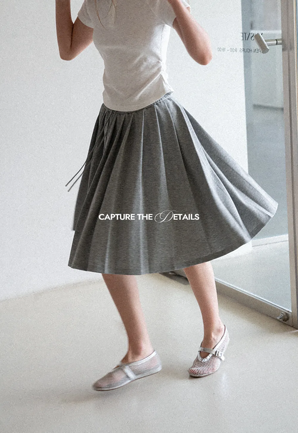 Pleated A-Line Midi Skirt