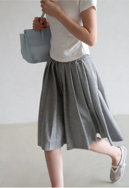 Pleated A-Line Midi Skirt
