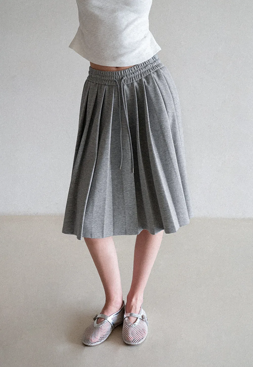 Pleated A-Line Midi Skirt