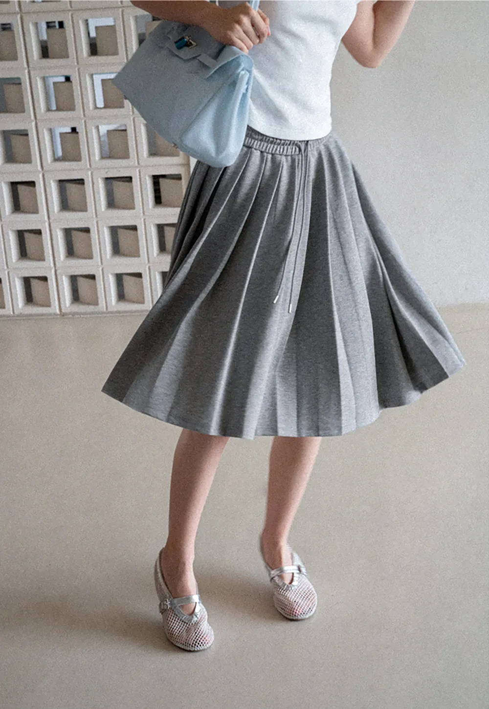 Pleated A-Line Midi Skirt
