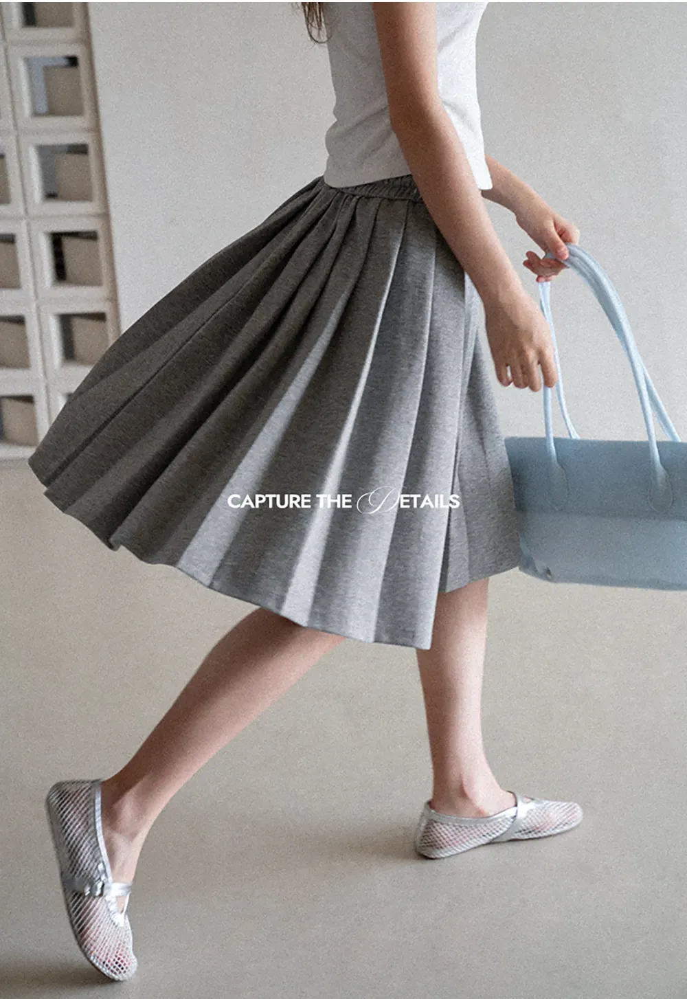 Pleated A-Line Midi Skirt