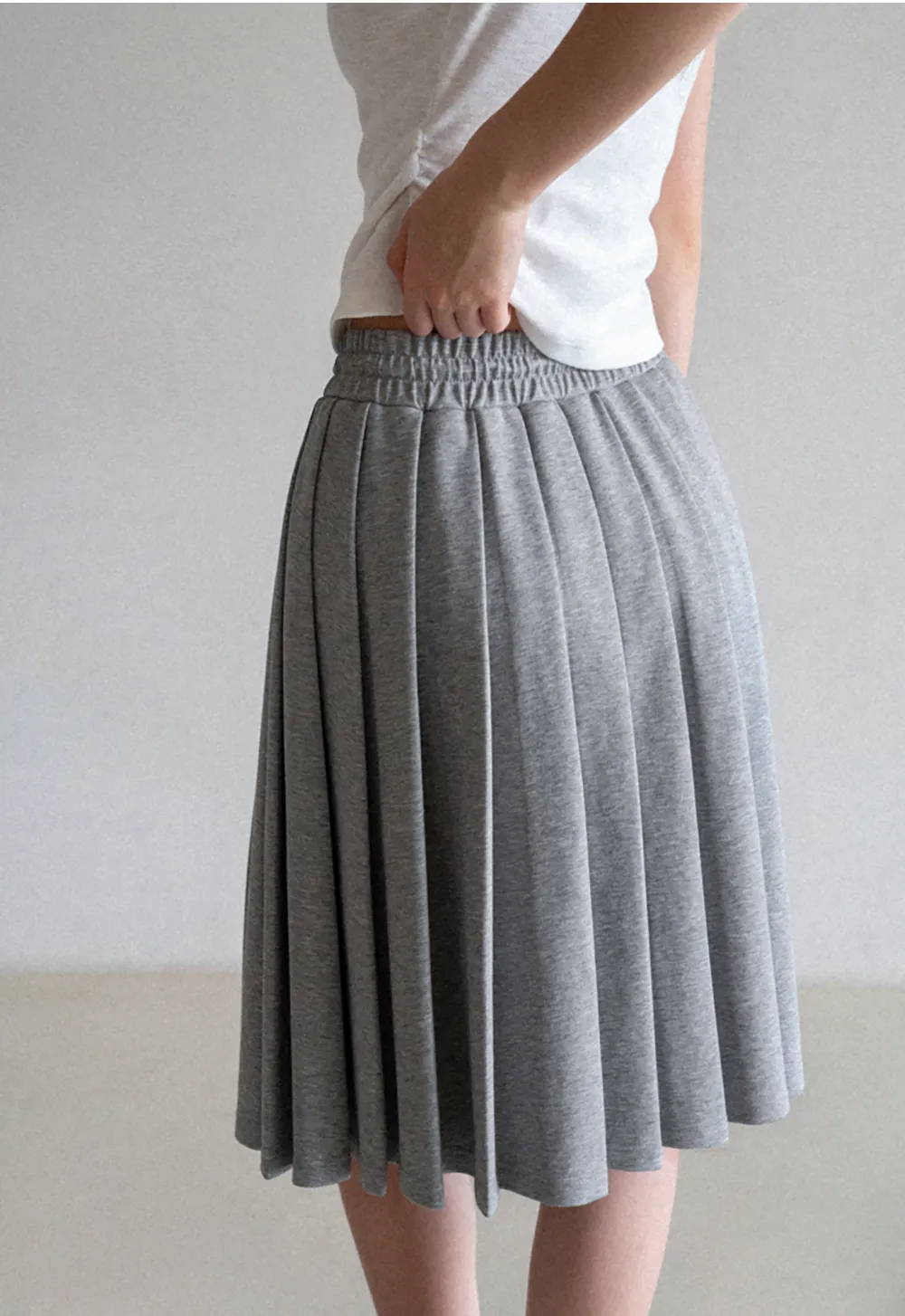 Pleated A-Line Midi Skirt