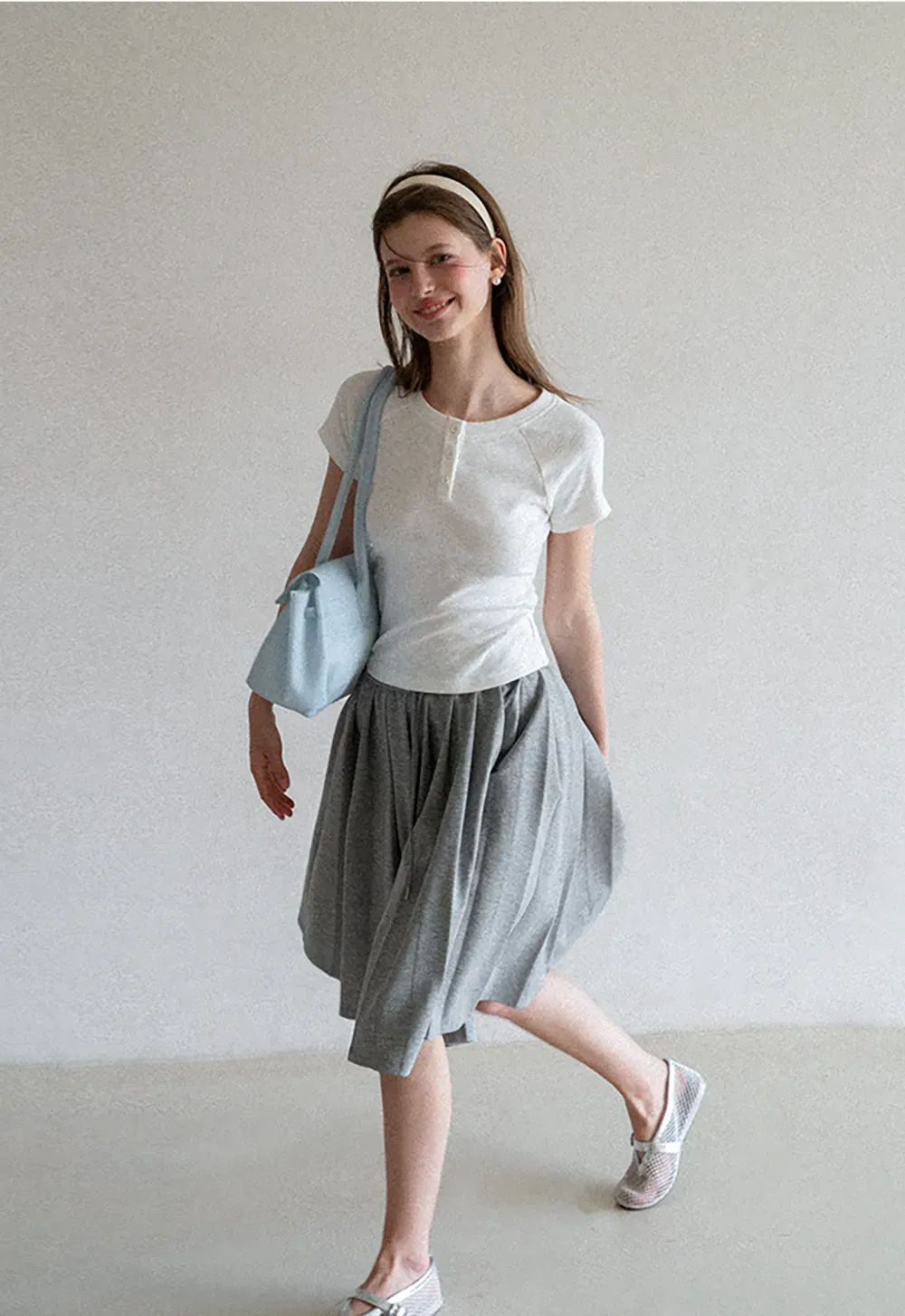 Pleated A-Line Midi Skirt