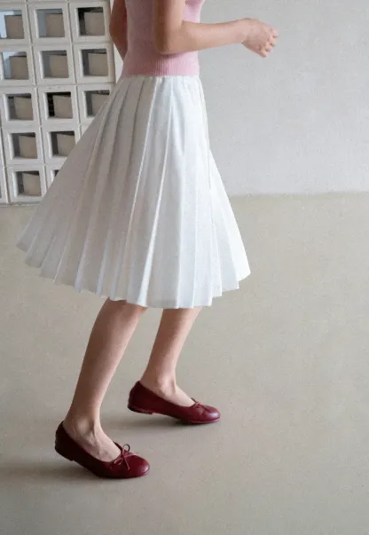 Pleated A-Line Midi Skirt