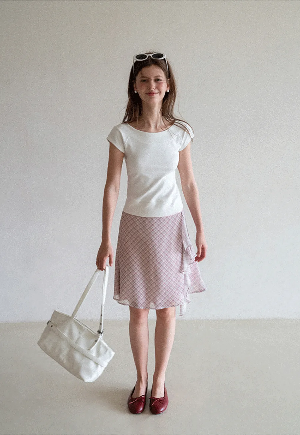 Asymmetrical Ruffle Hem Plaid Skirt