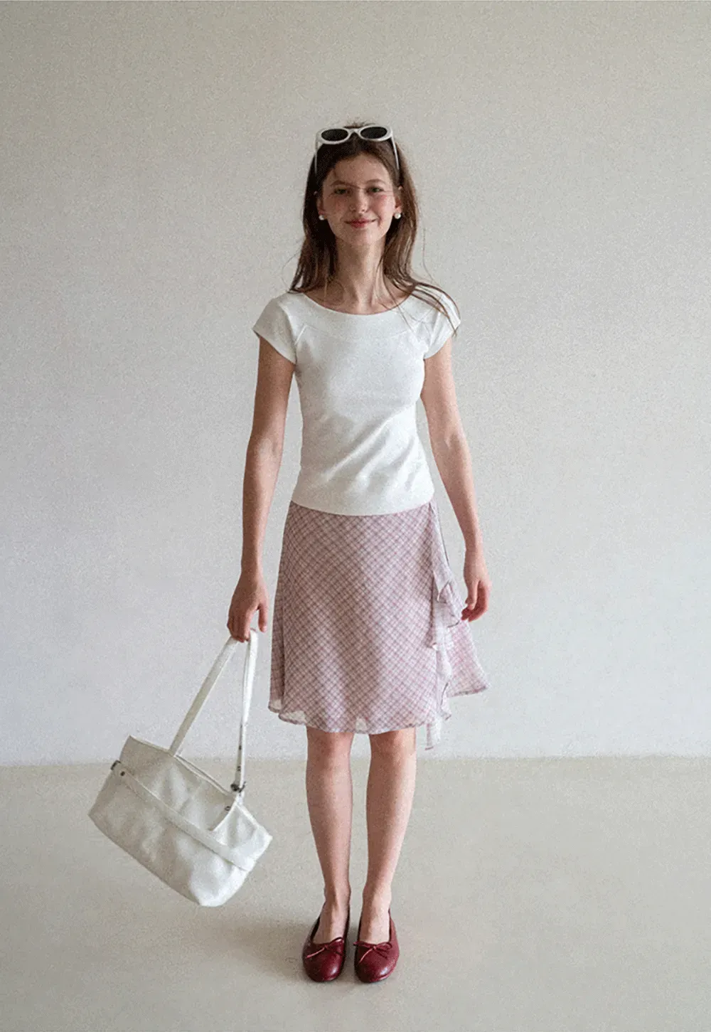 Asymmetrical Ruffle Hem Plaid Skirt