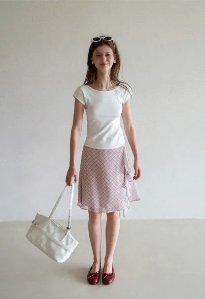 Asymmetrical Ruffle Hem Plaid Skirt