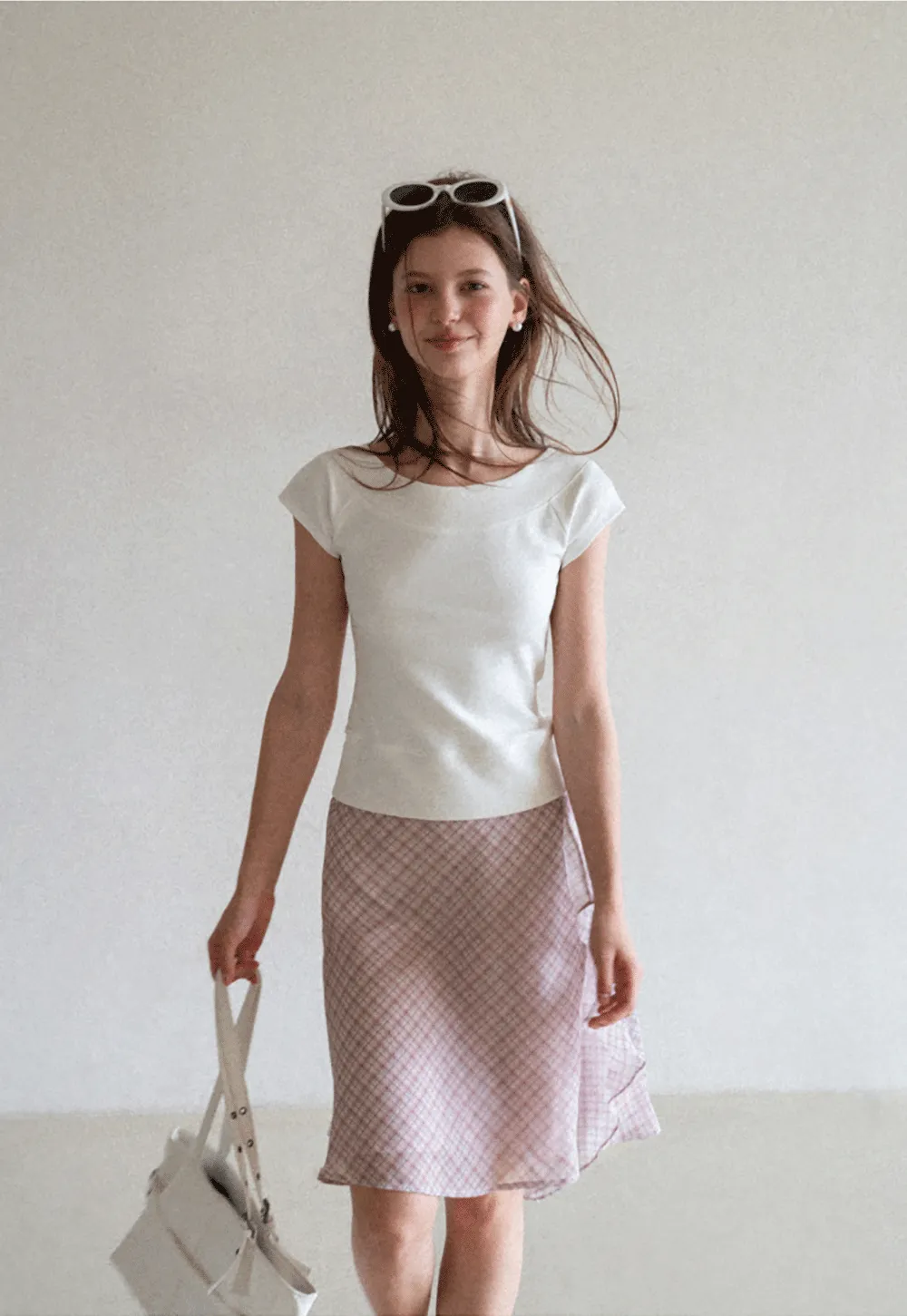 Asymmetrical Ruffle Hem Plaid Skirt