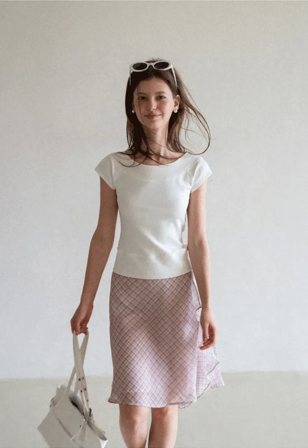 Asymmetrical Ruffle Hem Plaid Skirt
