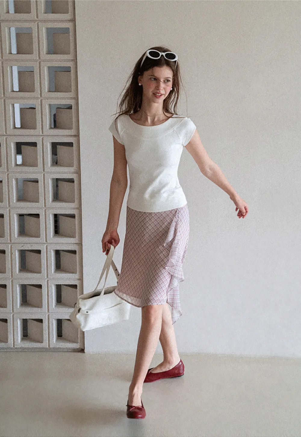 Asymmetrical Ruffle Hem Plaid Skirt