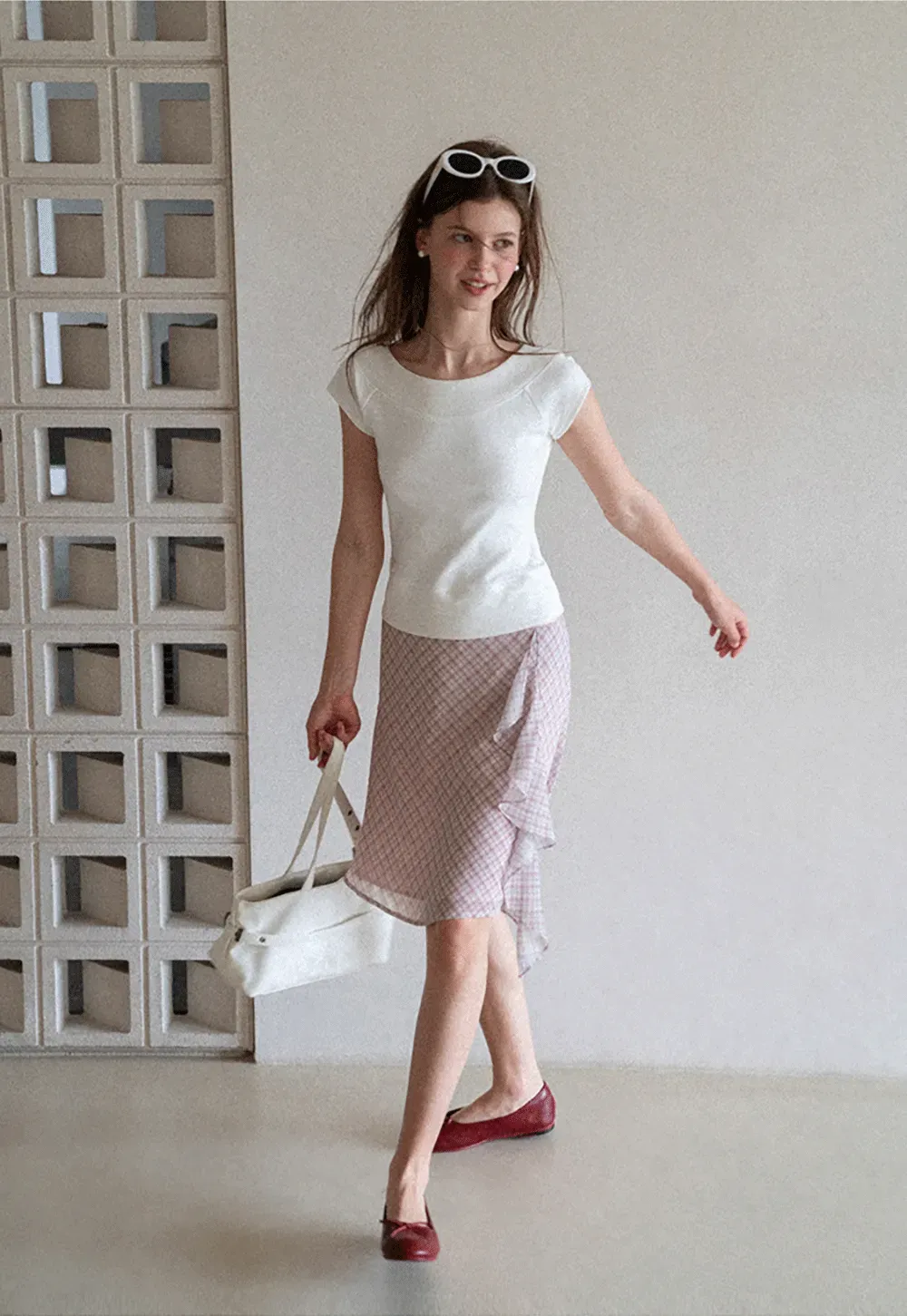 Asymmetrical Ruffle Hem Plaid Skirt