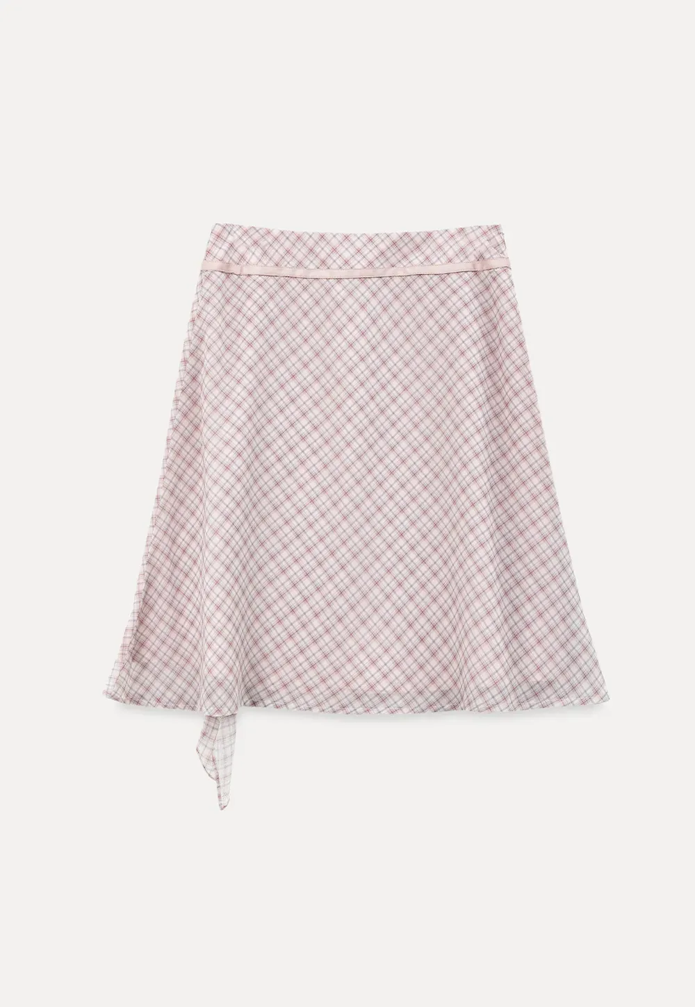 Asymmetrical Ruffle Hem Plaid Skirt