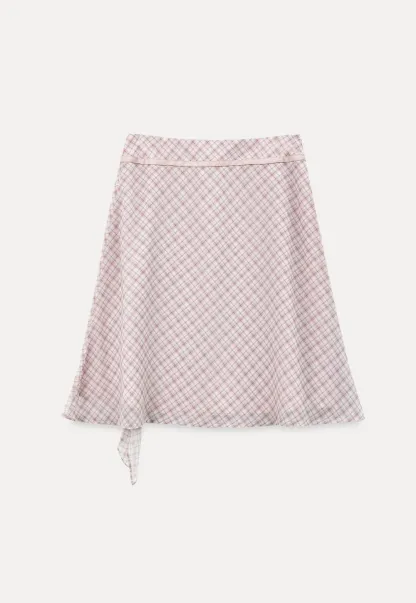 Asymmetrical Ruffle Hem Plaid Skirt