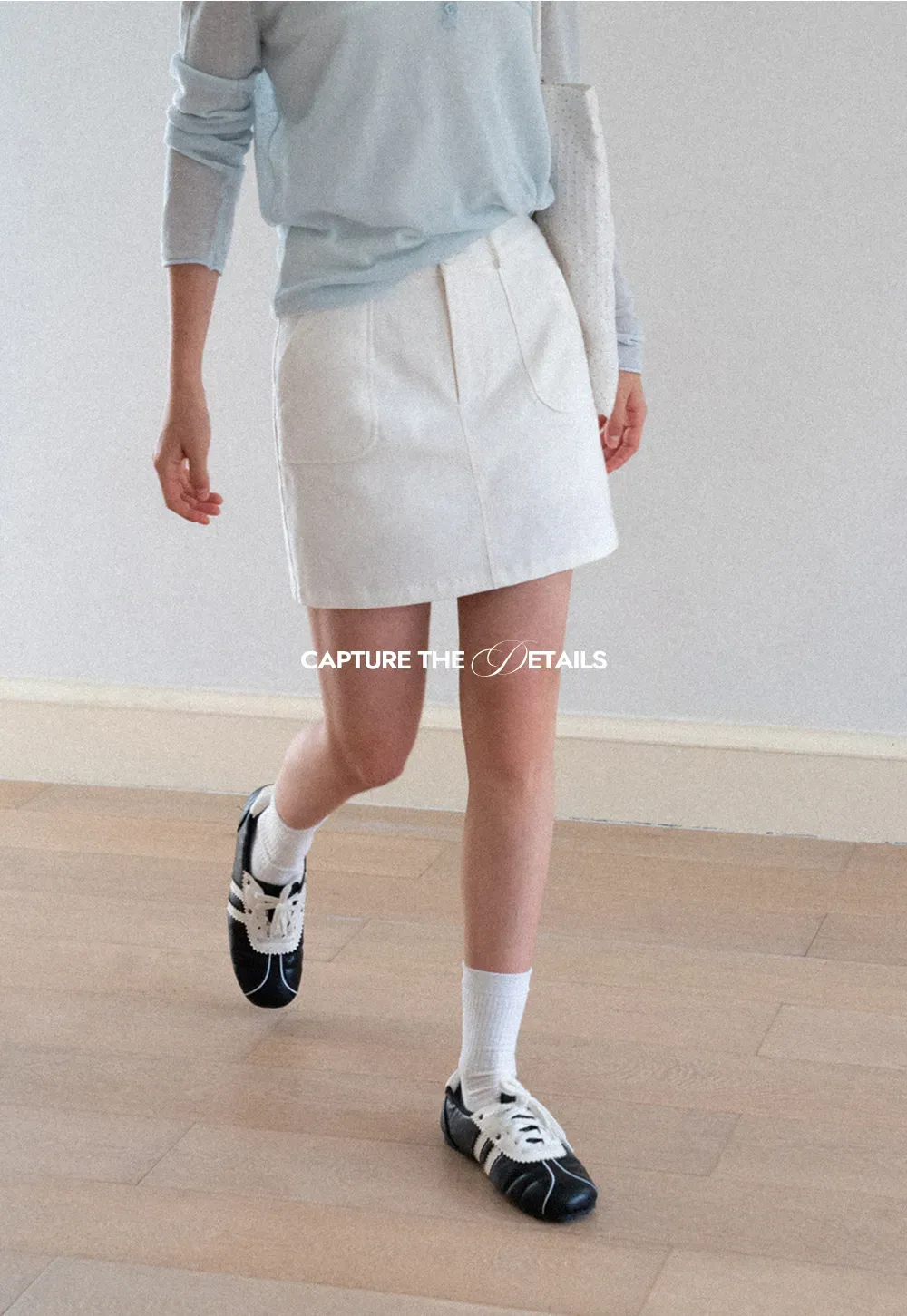 High Waist A Line Skirt with Front Patch Pockets
