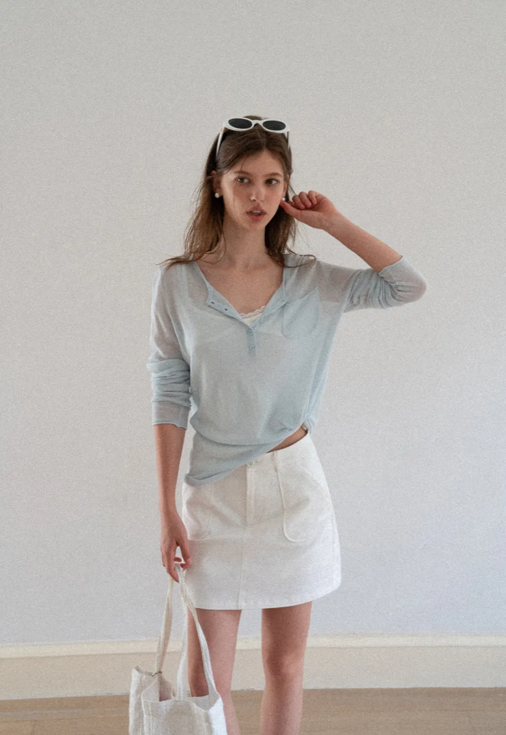 High Waist A Line Skirt with Front Patch Pockets
