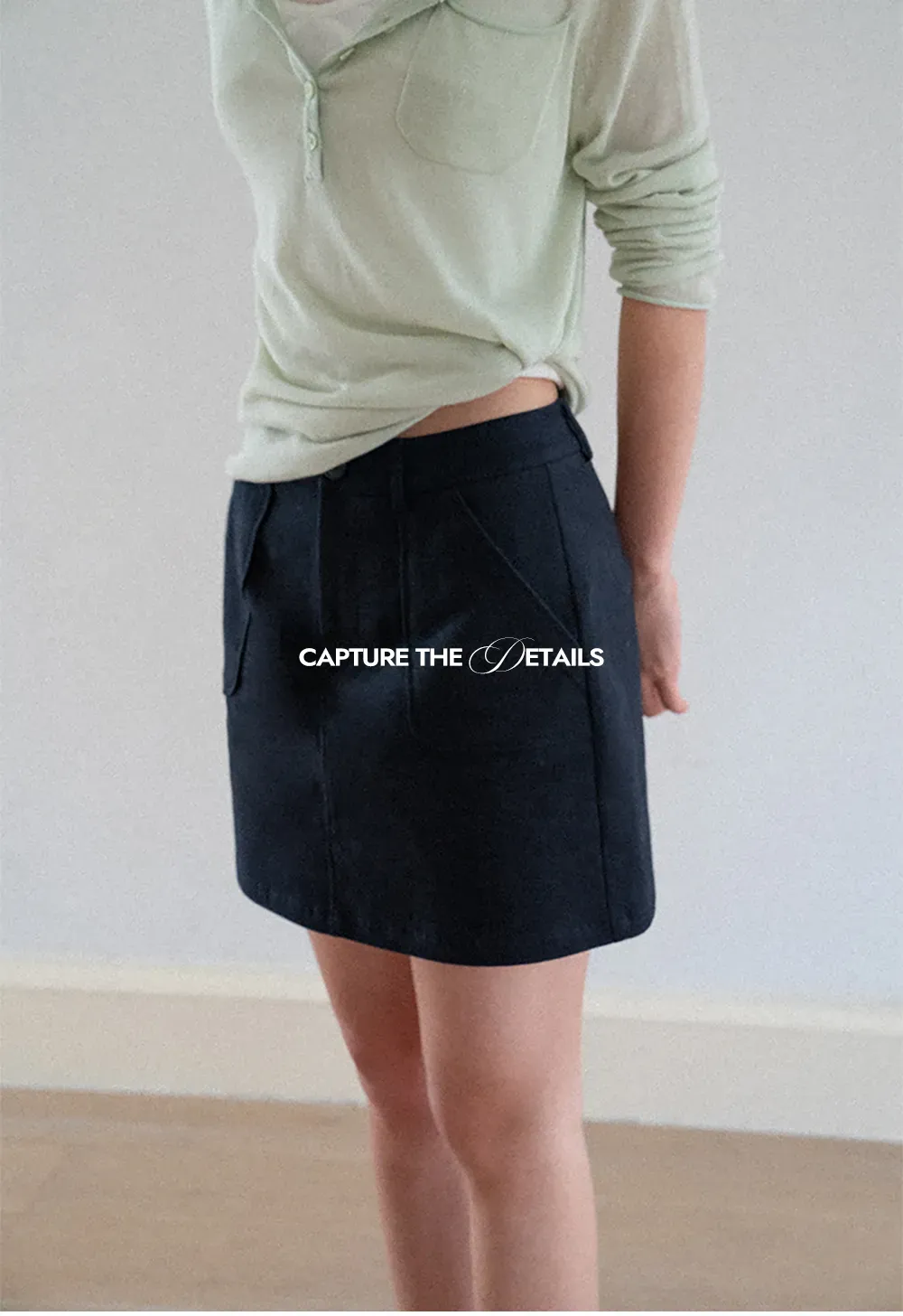 High Waist A Line Skirt with Front Patch Pockets