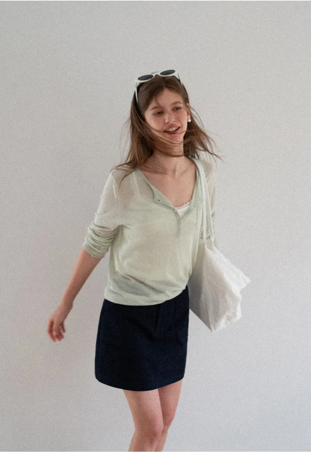 High Waist A Line Skirt with Front Patch Pockets
