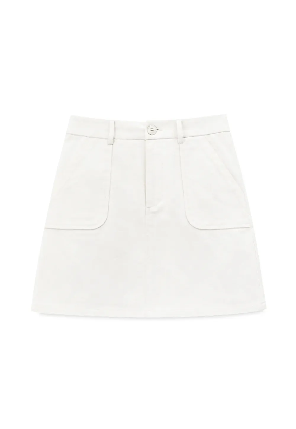High Waist A Line Skirt with Front Patch Pockets