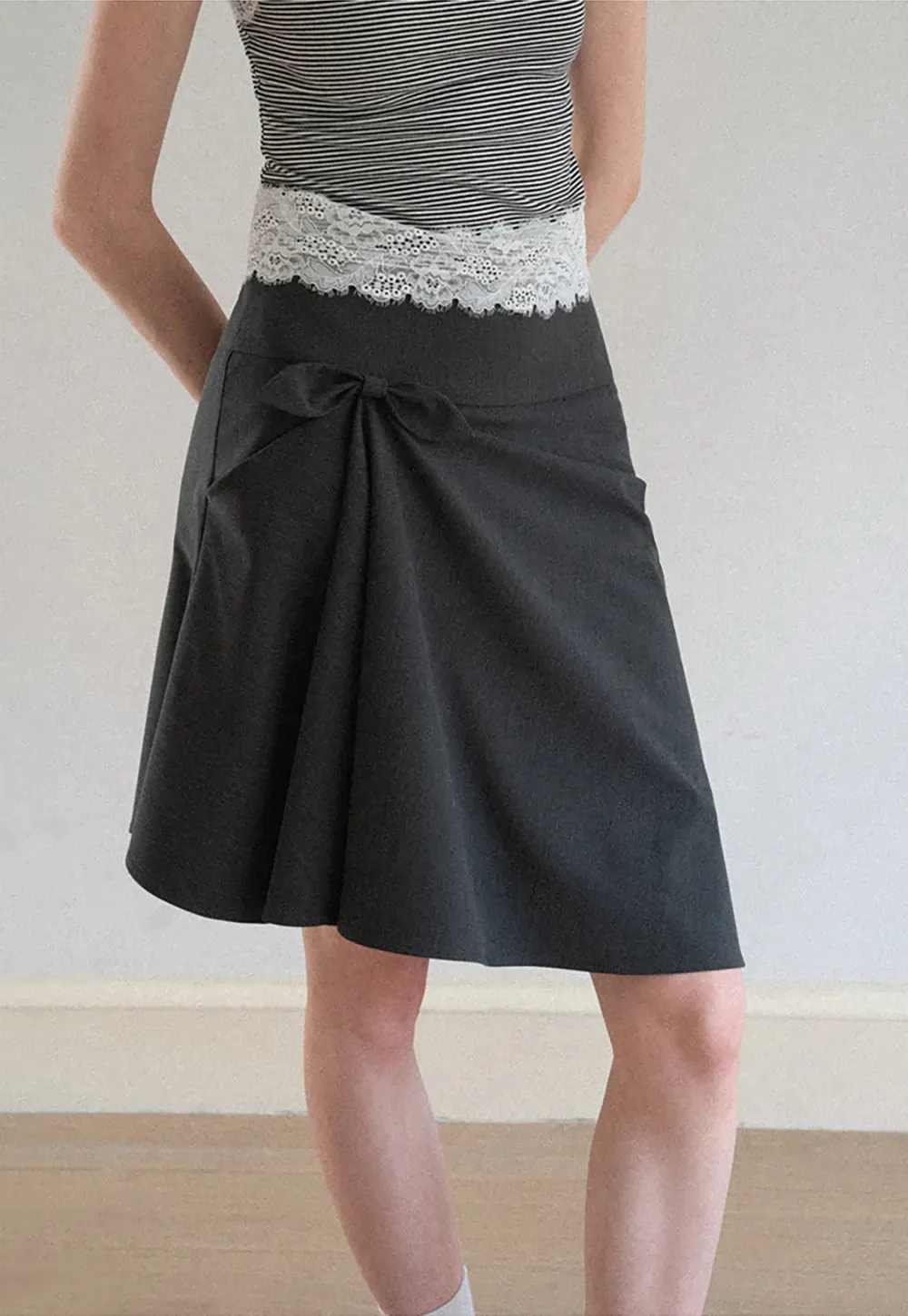 Twisted Waist Asymmetric Skirt