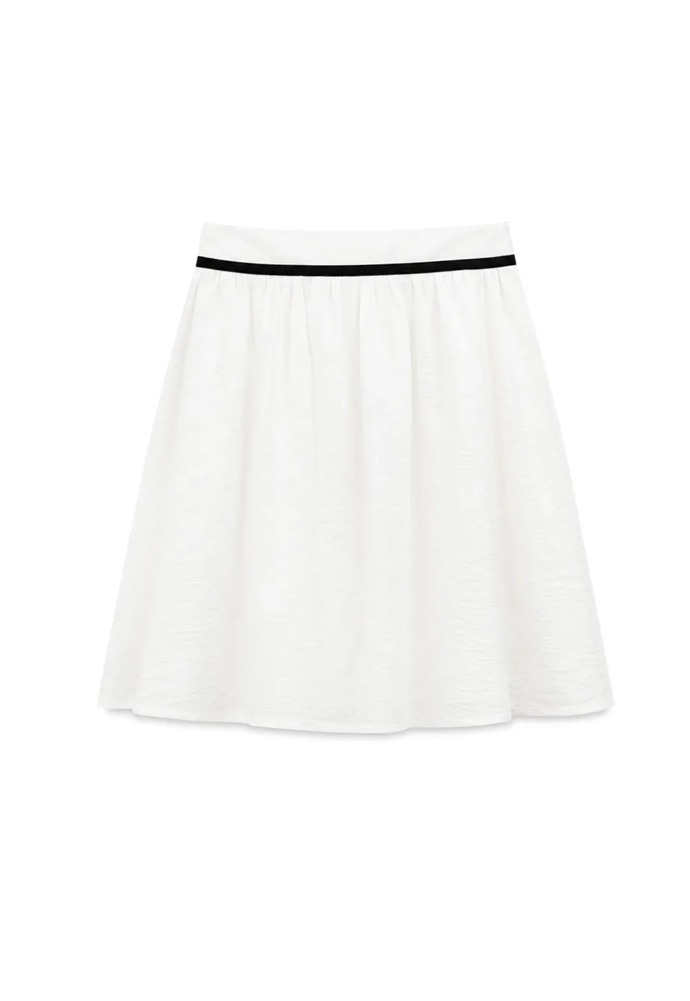 High Waist A Line Skirt with Contrast Ribbon Tie