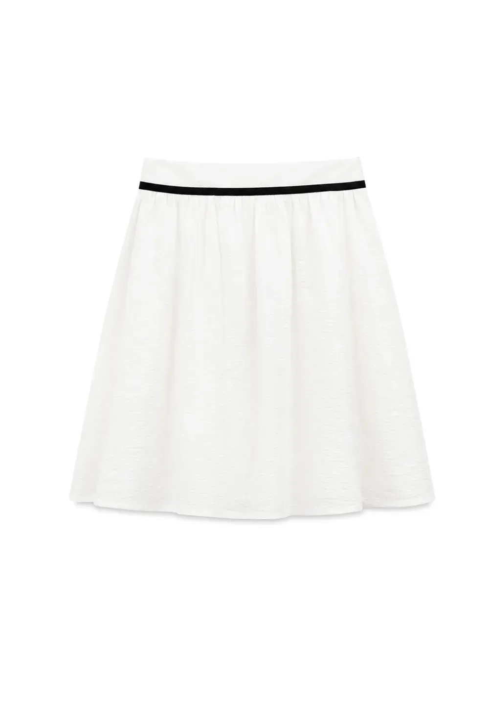 High Waist A Line Skirt with Contrast Ribbon Tie