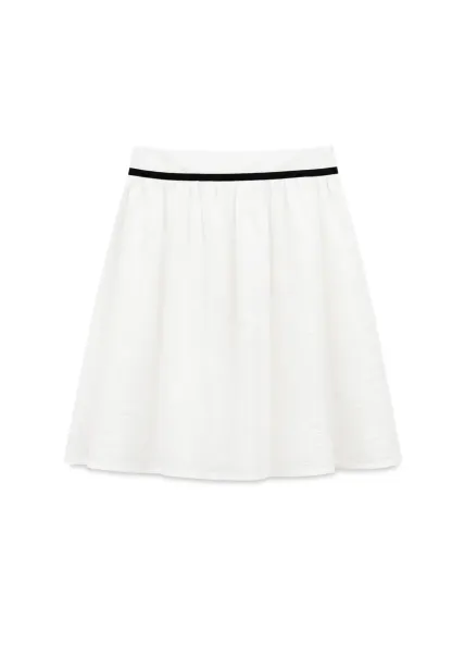 High Waist A Line Skirt with Contrast Ribbon Tie