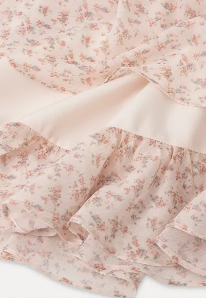 Floral Print Tiered Ruffle Hem Skirt