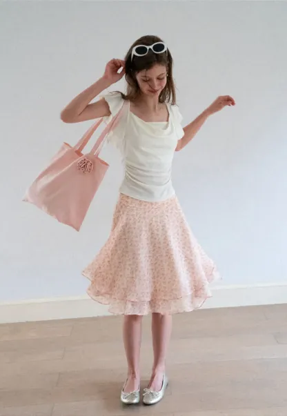 Floral Print Tiered Ruffle Hem Skirt