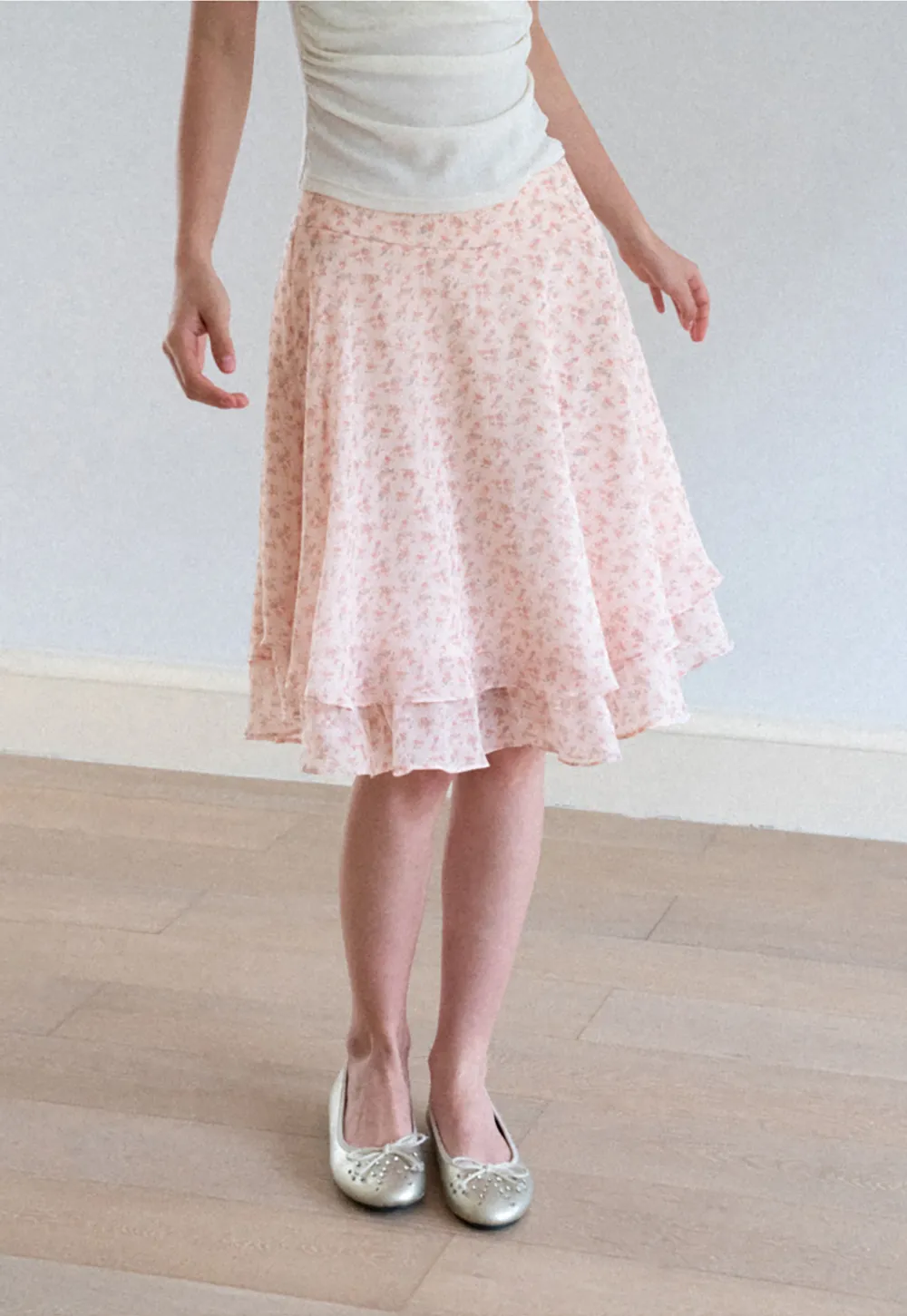 Floral Print Tiered Ruffle Hem Skirt