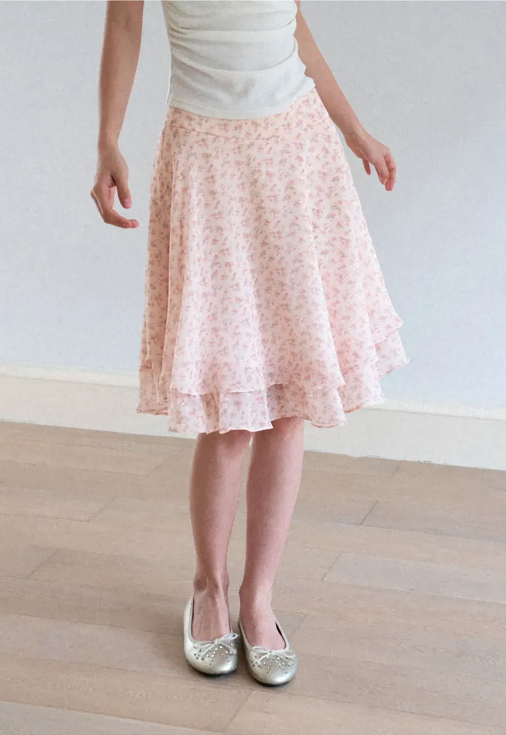 Floral Print Tiered Ruffle Hem Skirt