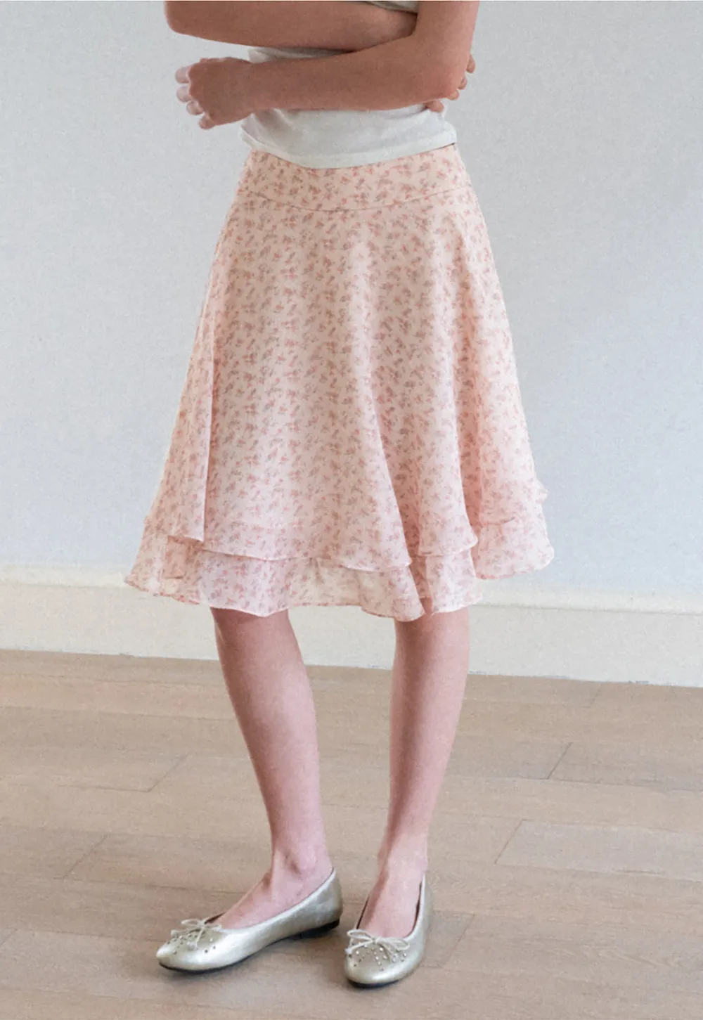 Floral Print Tiered Ruffle Hem Skirt