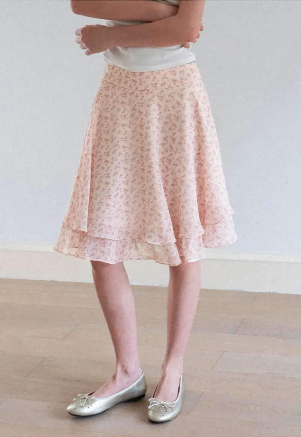 Floral Print Tiered Ruffle Hem Skirt