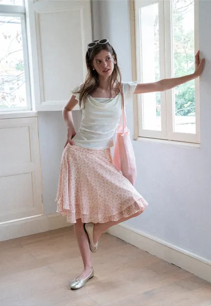 Floral Print Tiered Ruffle Hem Skirt