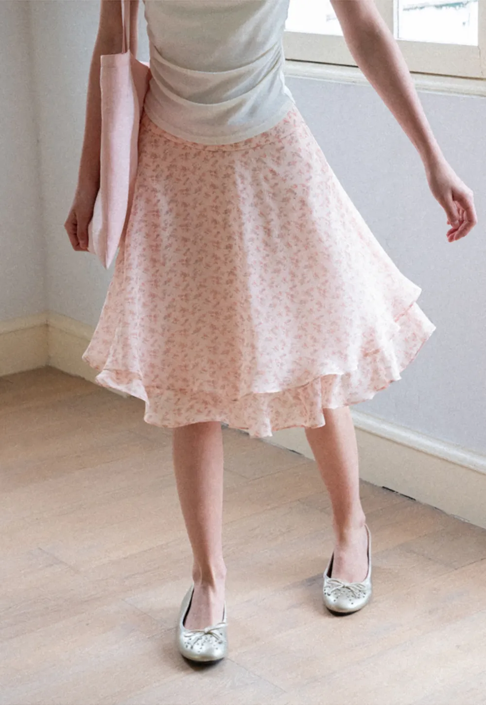 Floral Print Tiered Ruffle Hem Skirt