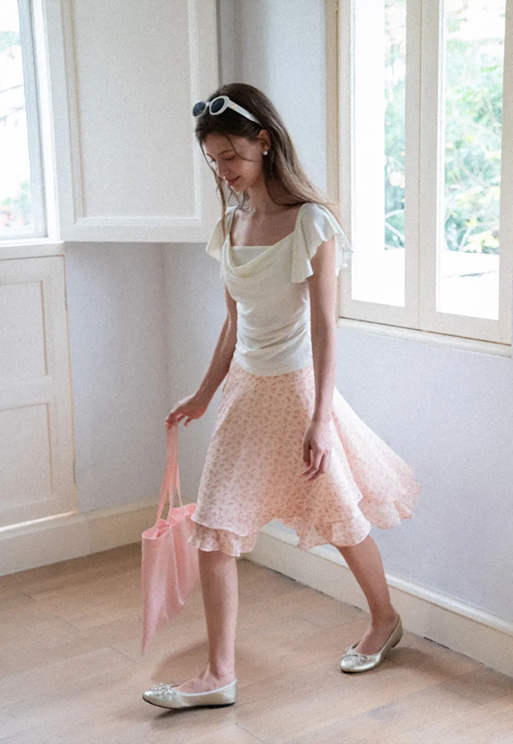 Floral Print Tiered Ruffle Hem Skirt