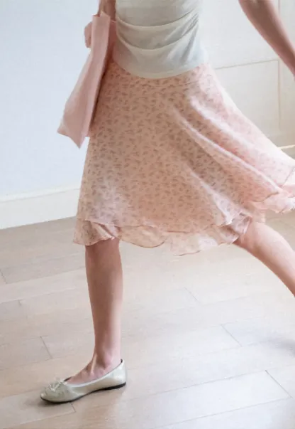 Floral Print Tiered Ruffle Hem Skirt