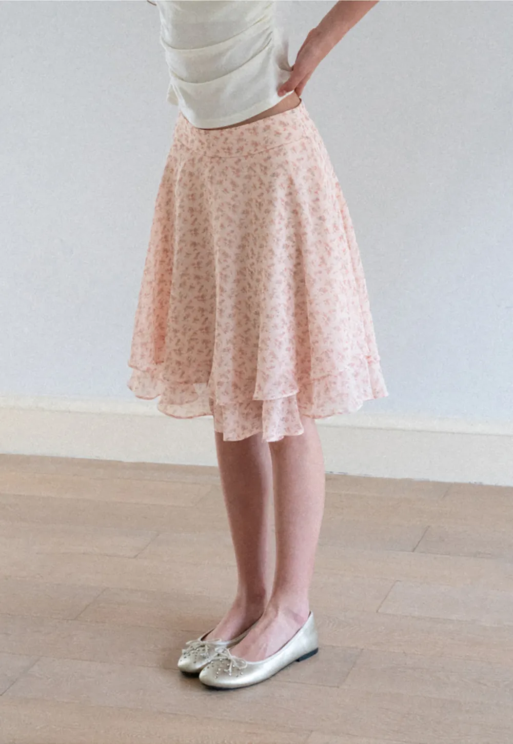 Floral Print Tiered Ruffle Hem Skirt