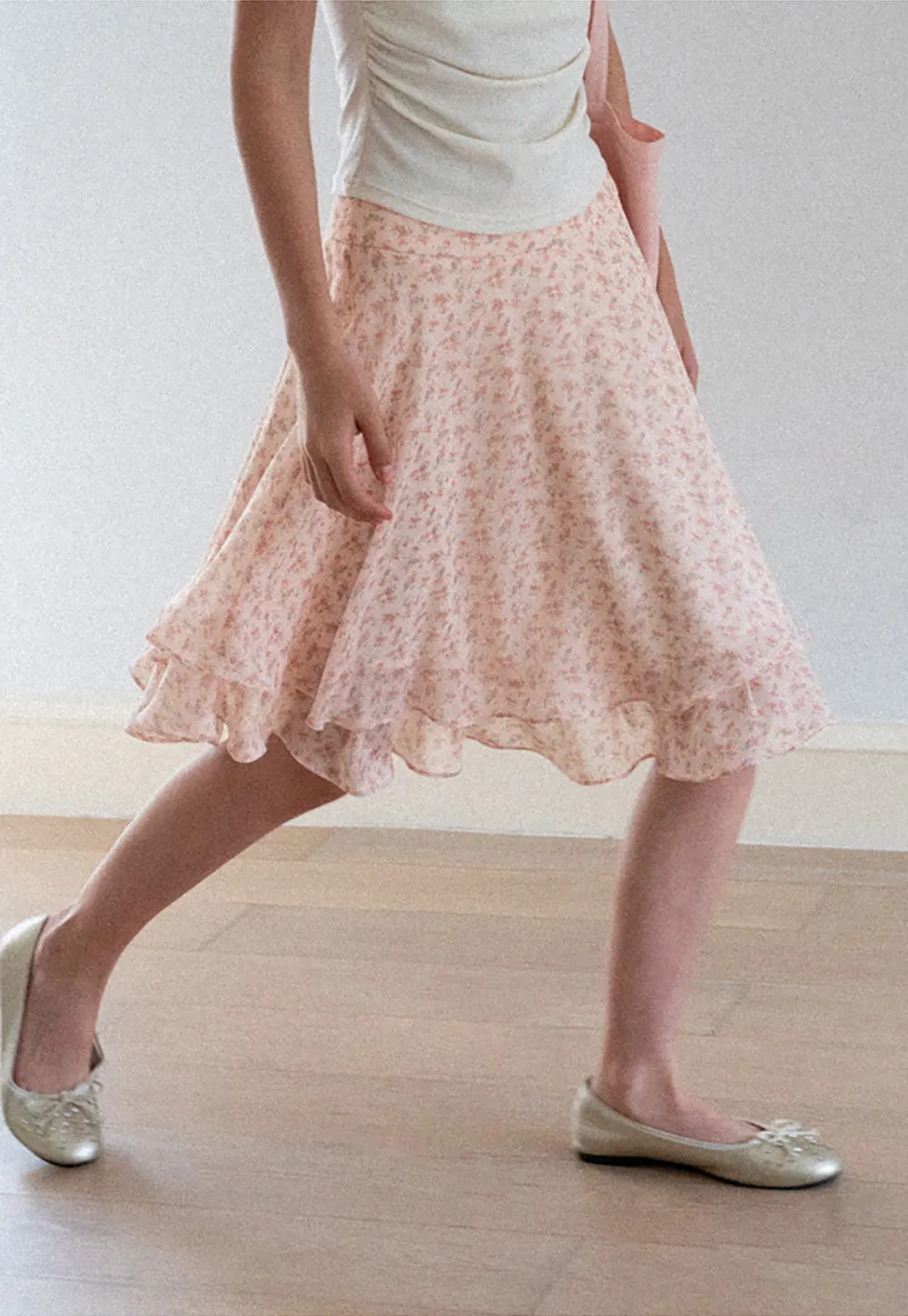 Floral Print Tiered Ruffle Hem Skirt